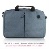 HP 15.6" Value Topload Notebooktasche (K0B38AA#ABB, Anthrazit, bis 39,6cm (15.6"), 3 Fächer)
