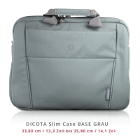 Dicota Slim Case BASE 13-14.1 Tasche Grau