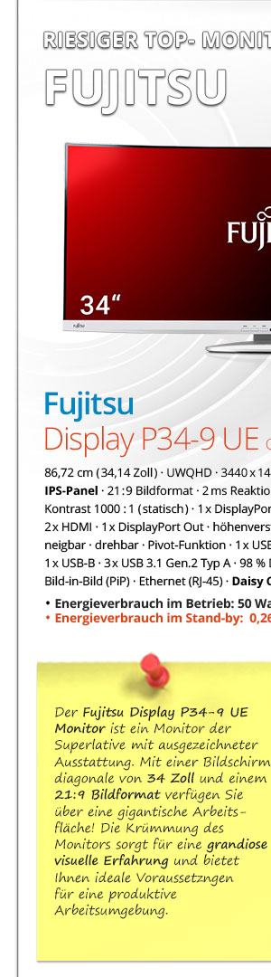 Bild von Fujitsu Display P34-9 UE curved